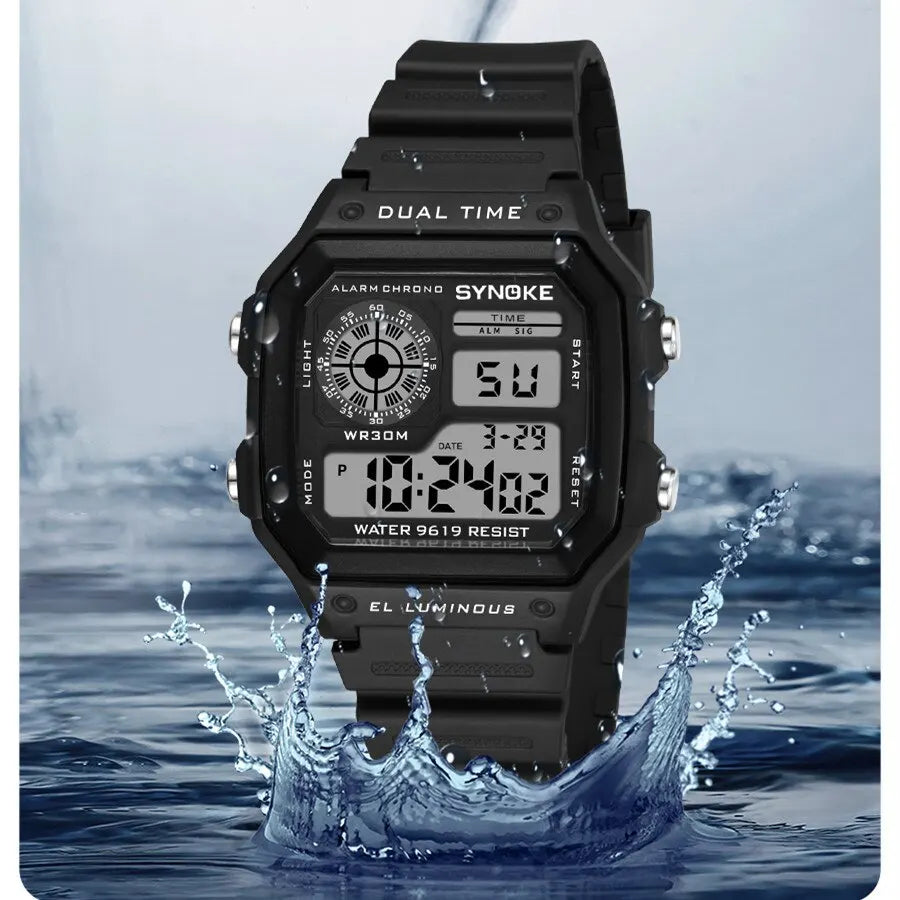 SYNOKE Montres Digitales Militaires Hommes Sports Lumineuses Chronographe Étanche Montres-Bracelets Électroniques Hommes Relogio Masculino