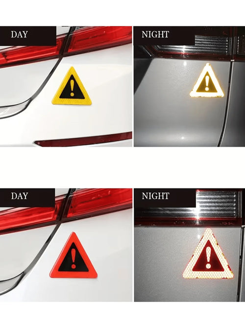 Lot de 3 autocollants de signalisation triangulaires réfléchissants – Ruban ultra-lumineux et durable, graphismes et texte audacieux, protection de sécurité pour la conduite de nuit