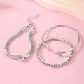 Lot de 3 bracelets en cristal strass cœur vintage pour femmes, à la mode, géométriques, ajustables, manchette infini, bijoux cadeau
