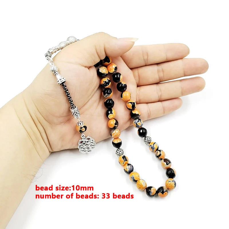 Tasbih Men black agates stone muslim prayer beads bracelet Turkish misbaha gemstone accessories Eid gift Adha islamic rosary