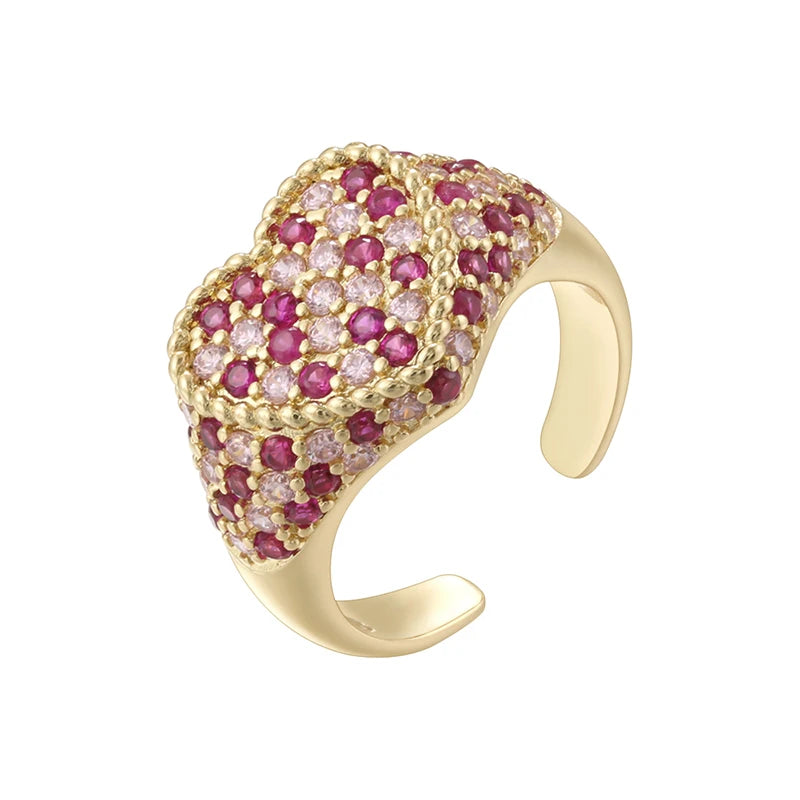 ZHUKOU Luxe Bague en Pierre Semi-Précieuse en Forme de Cœur pour Femme, Accessoires de Fête, Ouverture Réglable, 1 Pièce:VJ830
