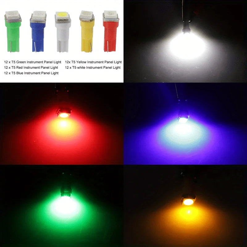 70pcs T5 T10 5050-SMD LED Speedometer Instrument Gauge Cluster Dash Light Bulbs