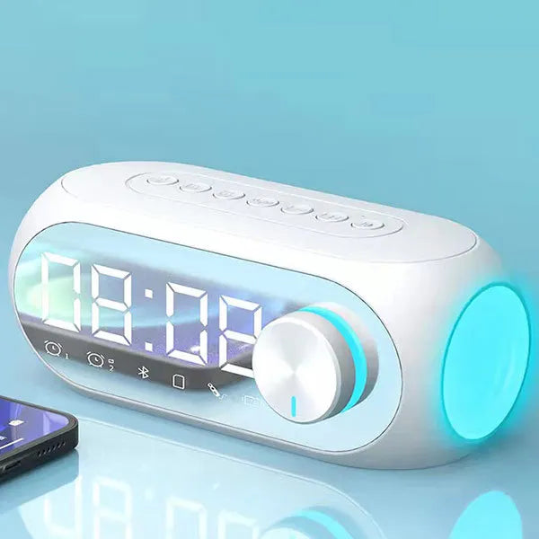Radio-réveil FM Haut-parleur Bluetooth Subwoofer portable Caixa De Som Boîte sonore Musique sans fil Mini Woofers Colonne lumineuse Bocina