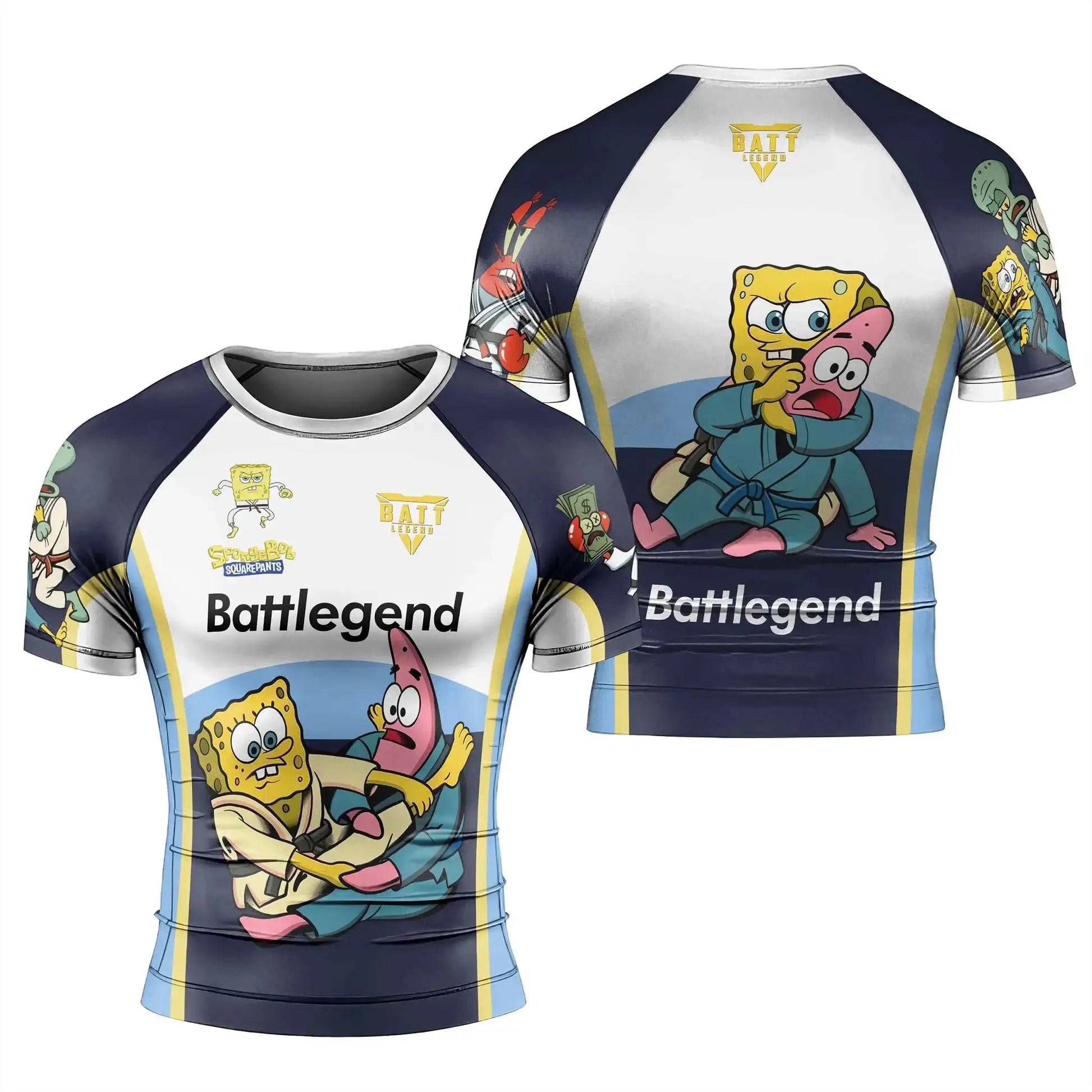 2026 Summer New SpongeBob SquarePants Jujutsu Fitness T-shirt Men's Sports Short Sleeved Running Shirt Large Breathable Top