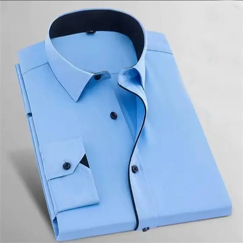Chemise décontractée unie pour homme à rayures écossaises douce et confortable nouvelle chemise à col boutonné