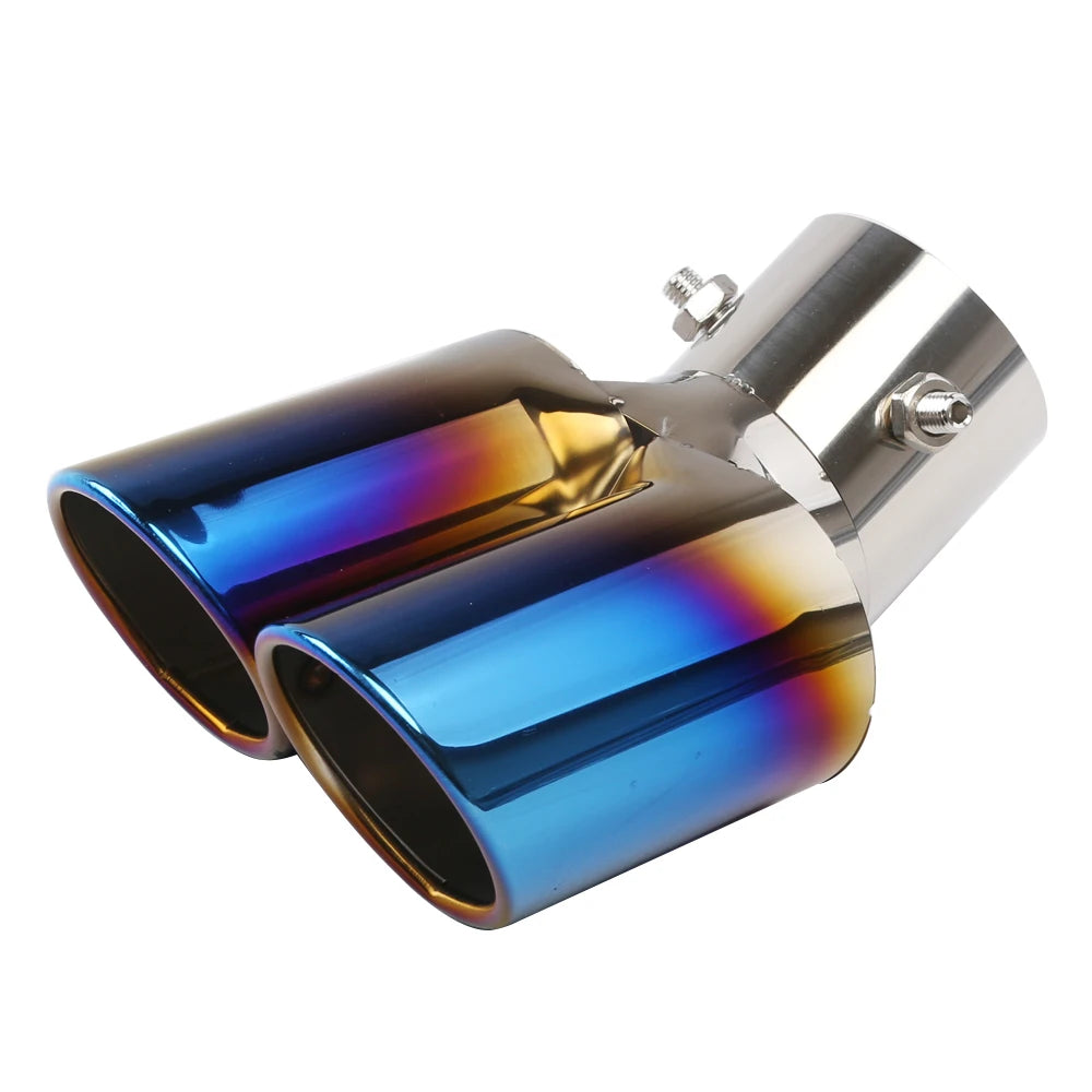 Embout d'échappement double universel en acier inoxydable, coupe inclinée pour tuyau d'échappement de voiture, modification, décoration, silencieux, pot d'échappement