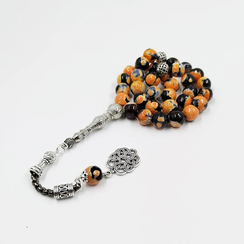 Tasbih Men black agates stone muslim prayer beads bracelet Turkish misbaha gemstone accessories Eid gift Adha islamic rosary