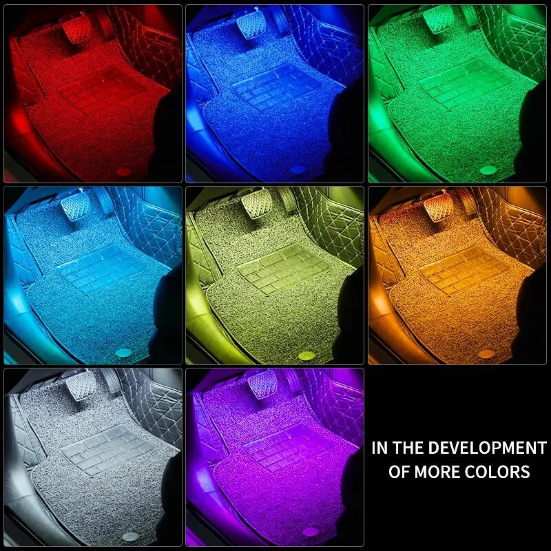 Bandes LED RVB universelles d'éclairage d'ambiance pour voiture, lampes d'intérieur 8 couleurs décoratives pour 4x4 SUV et accessoires automobiles