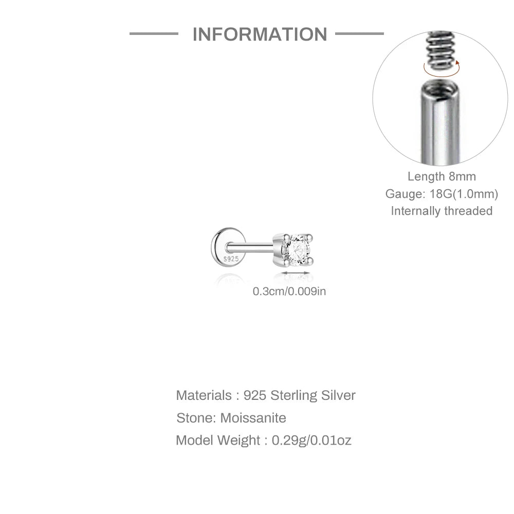 Aide Mini Boucles d'oreilles Moissanite 2/3/4mm pour femme, en Argent Sterling 925, Bijoux Tendance INS, Clous d'oreilles de Mariage, Brincos de Pratas