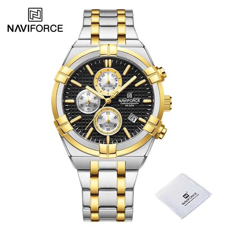 Montres Originales NAVIFORCE pour Hommes Quartz Mode Sport Chronographe Masculin Simple Sauvage Étanche Affichage de la Date Montre-bracelet Horloge Homme