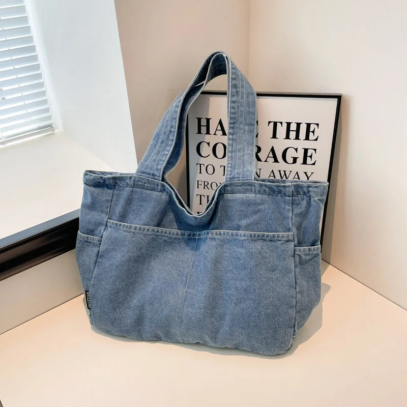 Sacs à bandoulière pour femmes en jean grande capacité 2025, cabas décontracté et concis, sac à main tendance pour femmes