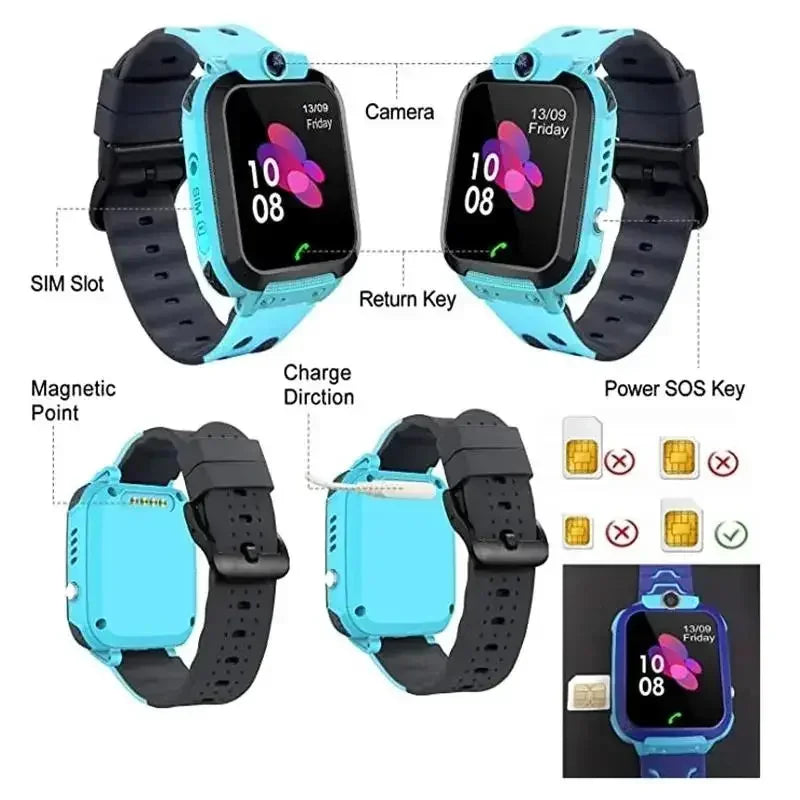 Montre intelligente VIVO GPS de suivi étanche, mini montre intelligente pour enfants, montre-téléphone 4G avec carte SIM, cadeau d'anniversaire, horloge électronique