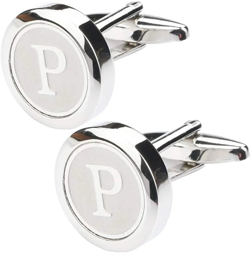 Boutons de Manchette Classiques en Acier Inoxydable pour Homme - Lettre Initiale de l'Alphabet 26 Boutons de Manchette Chemises d'Affaires Mariage Cadeau A-Z