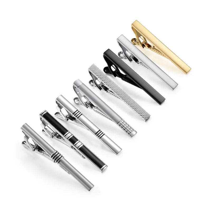 Lot de 8 pinces à cravate courtes avec boîte cadeau, accessoires pour cravates et épingles, boutons de manchette pour chemises d'homme, cadeau pour mari, gadgets