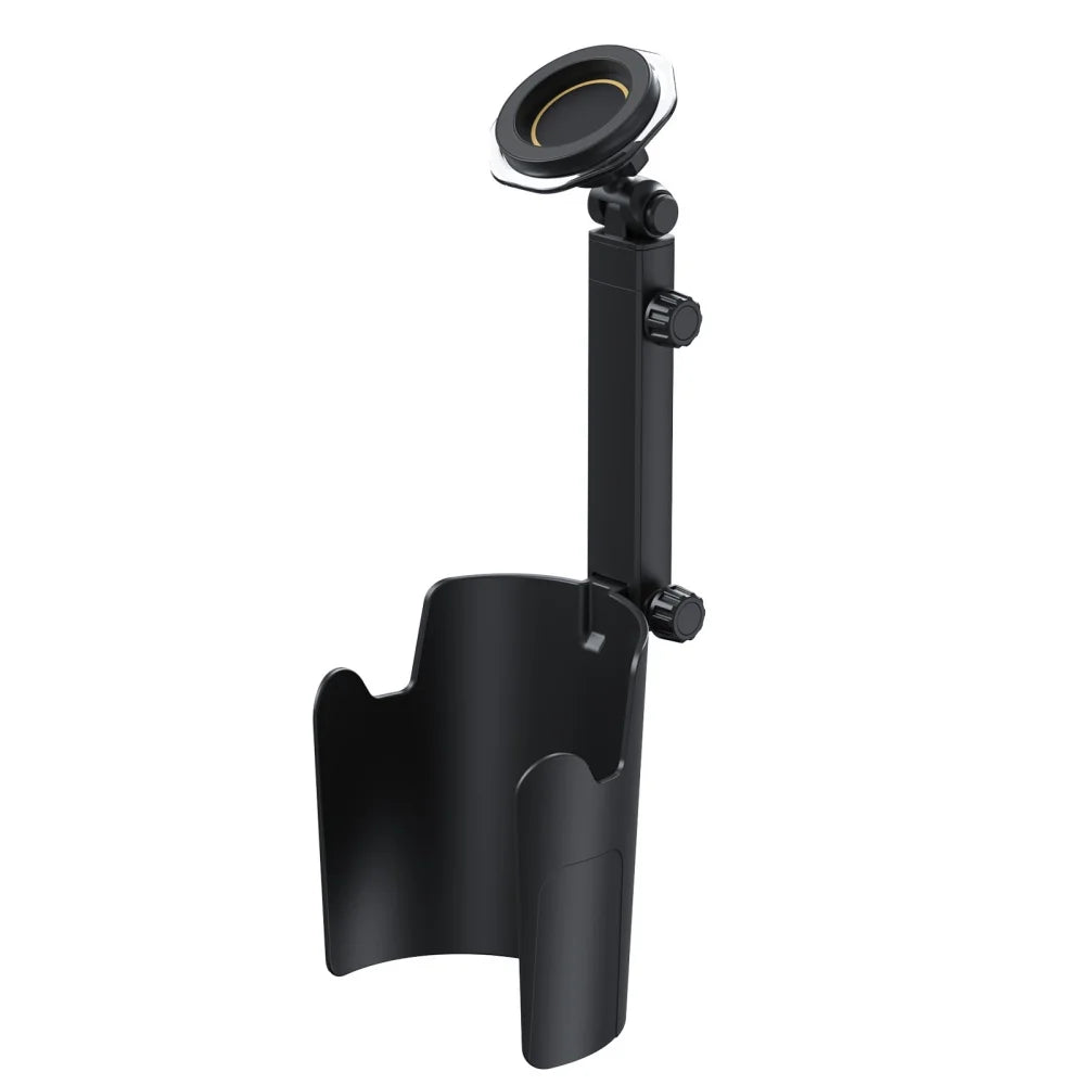 Support de Téléphone de Voiture Porte-gobelet Magnétique Double Usage 2-EN-1 Rotation Libre à 360° Support Stable Adapté pour iPhone Huawei Xiaomi