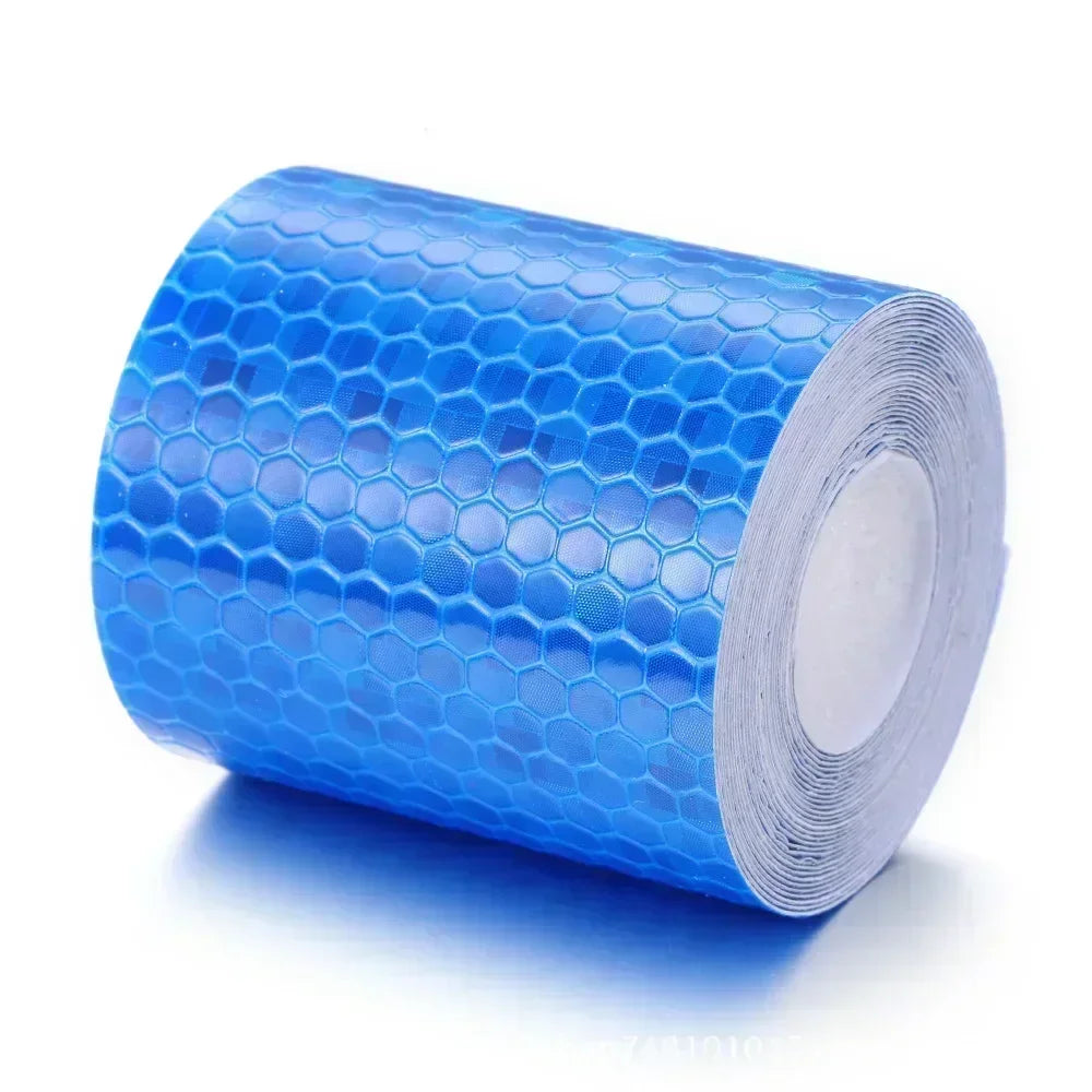Ruban réfléchissant d'avertissement 5cm*1m Bande réfléchissante de voiture Avertissement de sécurité Autocollant de décoration de voiture Réflecteur à grille de couleur
