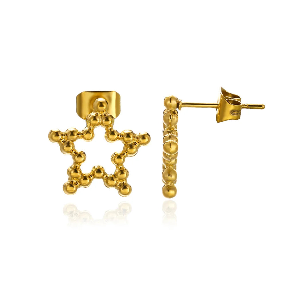 Vintage Summer Starfish Stainless Steel Stud Earrings For Women Simple Star Shell Earrings Stud Ocean Party Jewelry Gift