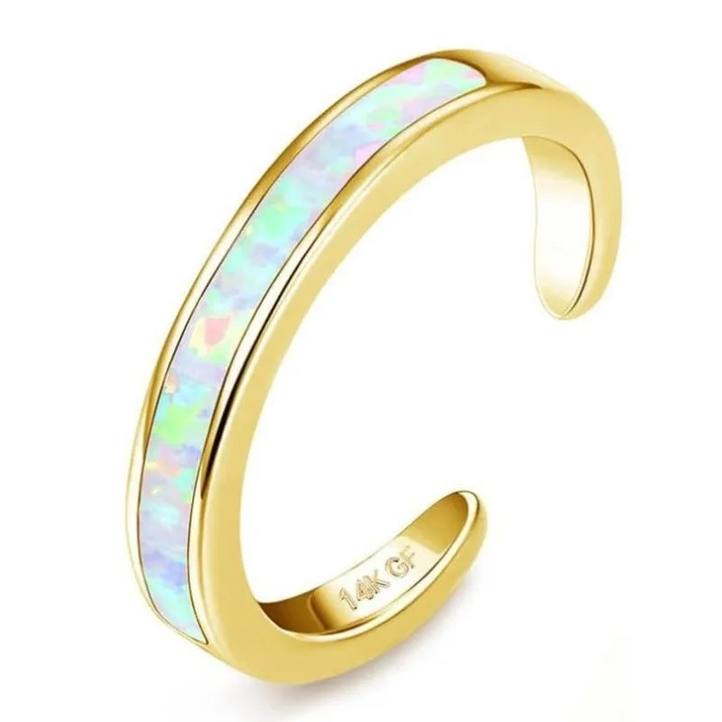 Bagues d'orteil Bobisty plaquées or 14 carats pour femme Bague d'orteil ajustable avec fleur d'opale mignonne Bagues d'orteil ouvertes Bijoux de pied de plage d'été
