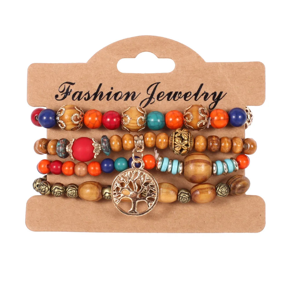 Ensemble de Bracelets Bohémiens Faits à la Main avec Perles pour Femmes, Chaîne Perlé Colorée d'Été, Bijoux Bohèmes pour Filles