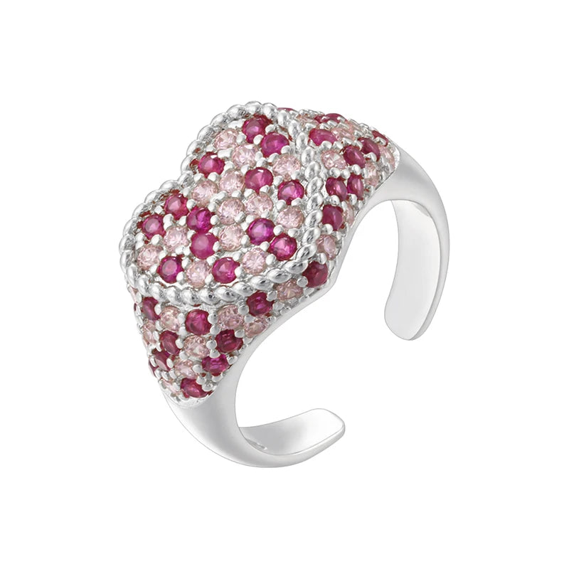 ZHUKOU Luxe Bague en Pierre Semi-Précieuse en Forme de Cœur pour Femme, Accessoires de Fête, Ouverture Réglable, 1 Pièce:VJ830