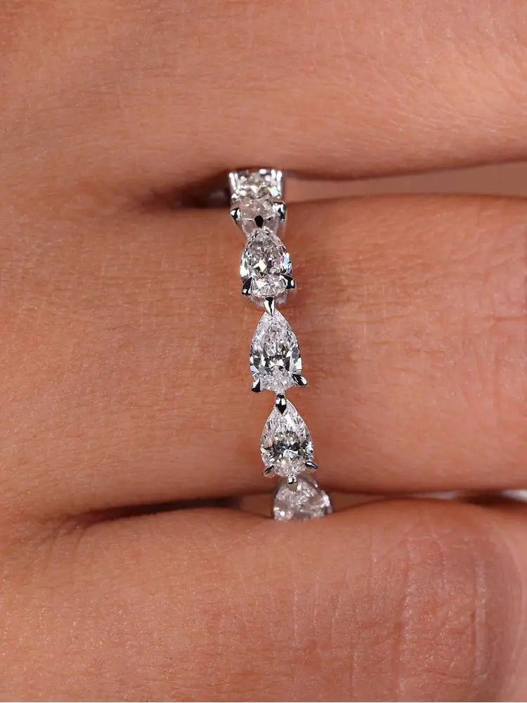 925 Sterling Silver Fashionable Shiny Water Drop Shaped Ring For Women Engagement Wedding Luxury High Quality Fine Jewelry