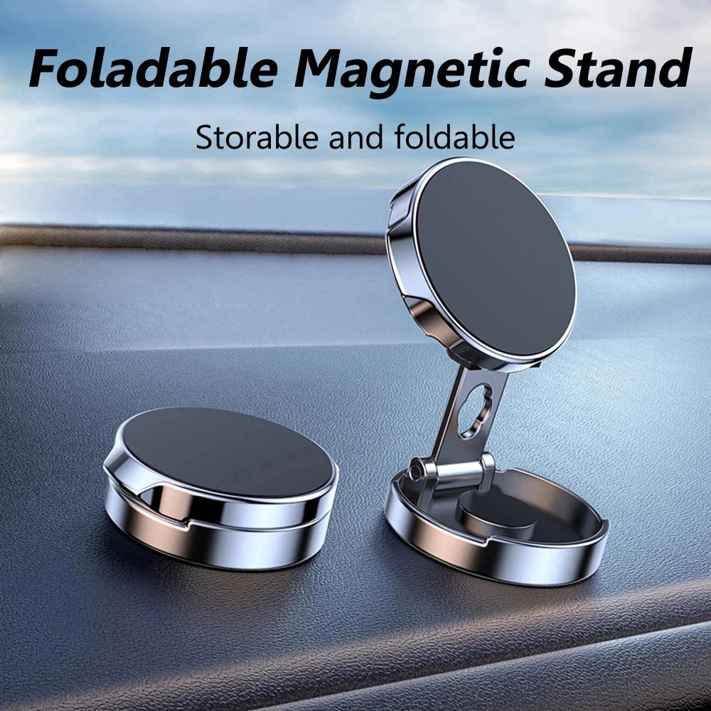 Support de téléphone portable magnétique rond pliable pour voiture, rotatif à 360 degrés, aimant puissant pour iPhone et Samsung