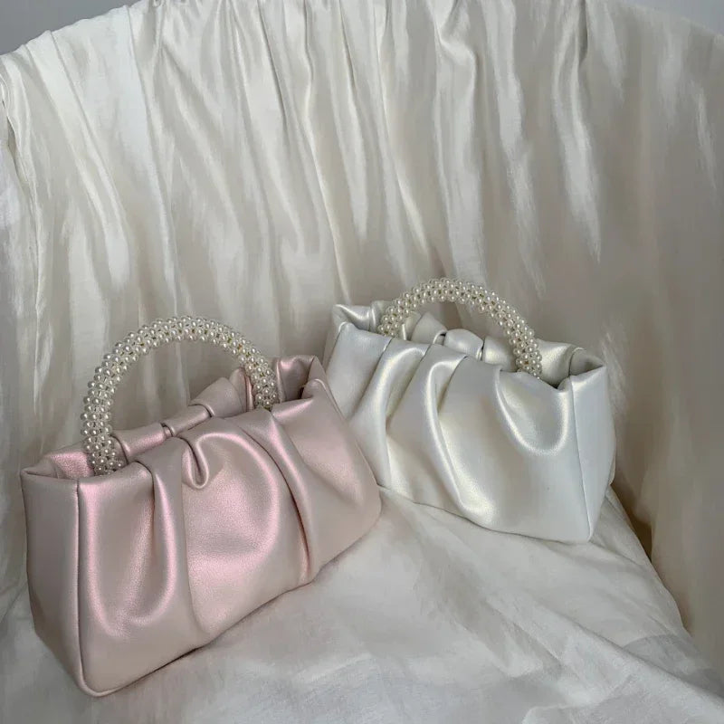 Sacs à main d'embrayage pour femmes avec poignée en perles de mode Sacs à bandoulière carrés de luxe pour femmes Petit sac messager pour femmes