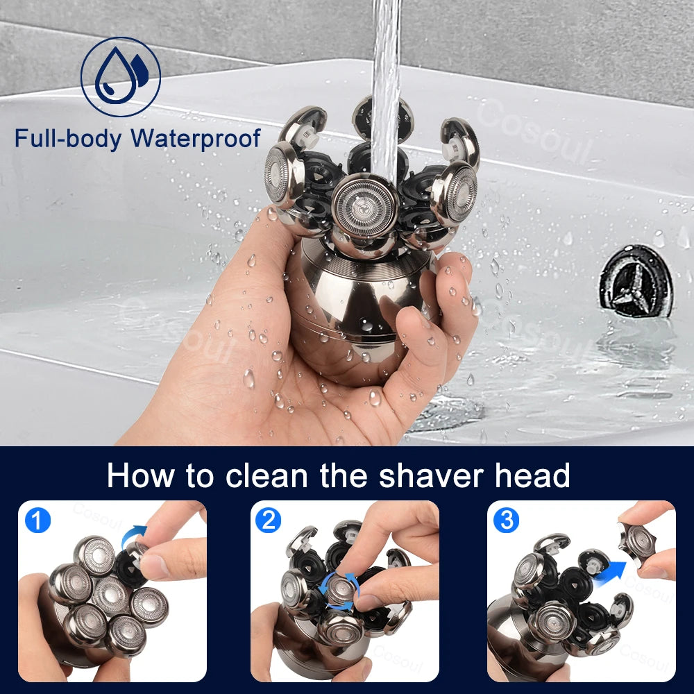 Rasoir électrique pour hommes, rasoir de tête chauve 5 en 1, tondeuse à cheveux pour homme chauve, tondeuse à barbe, machine à raser, rasoir de tête chauve 7