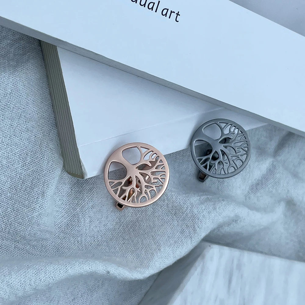 Round Tree of Life Cufflinks Tie Clips Stainless Steel Sleeves Button Luxury Design Mens Shirt Wedding Jewelry Charms