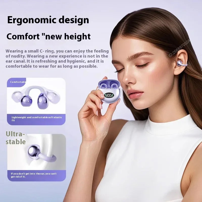 Écouteurs intra-auriculaires à clipser sans fil Bluetooth Qualité sonore longue autonomie Parfaits pour le sport Casque avec microphone