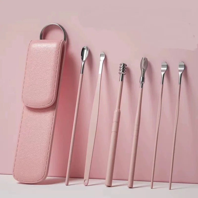 Ear Cleaner Ear Wax Pickers Stainless Steel Earpick Wax Remover Piercing Kit Earwax Curette Spoon Care Ear Clean Tools