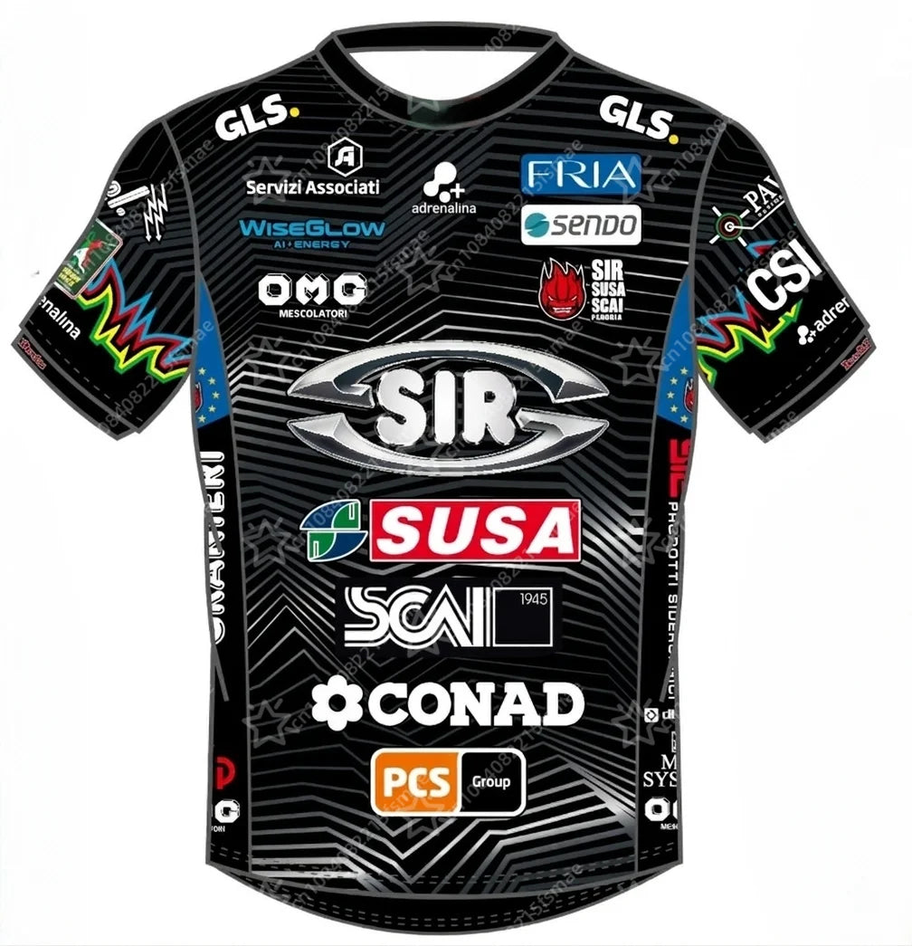 Maillot de volley-ball pour hommes Sir Susa Scai Pérouse 2025/26, t-shirt de sport à manches courtes, uniforme d'équipe, hauts d'entraînement respirants à séchage rapide
