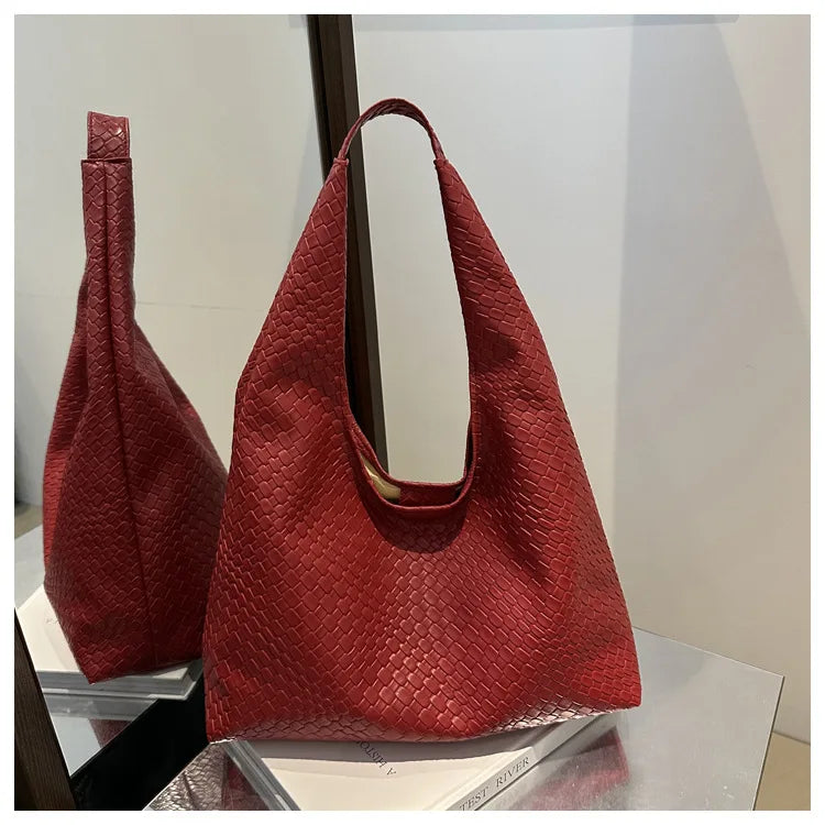 Sac cabas tressé en similicuir vintage pour femme, grande capacité, sac à bandoulière, sac décontracté pour le quotidien