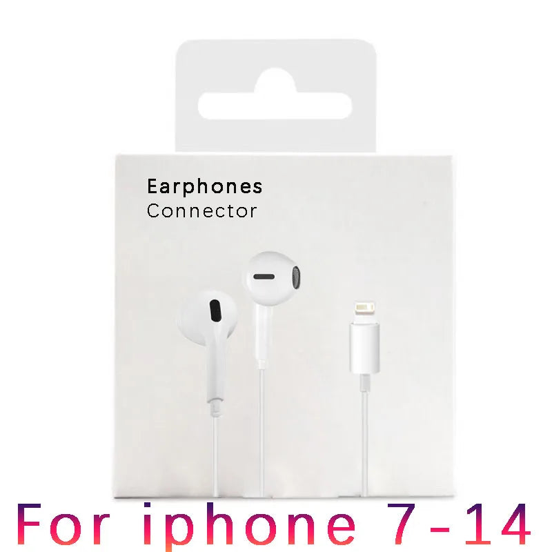 سماعات أذن سلكية USB-C سماعات أذن Apple Lightning مع سلك لأجهزة iPhone 5 6 8 7 Plus X XS MAX XR 10 11 12 13 14 Pro 15 16