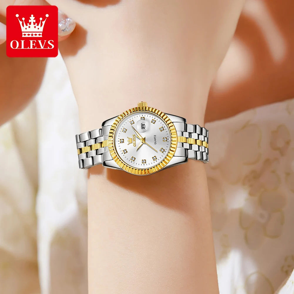 OLEVS 5526 Montre Femme Échelle Diamant Quartz Mode Montres-bracelets pour Femmes Date Étanche Lumineuse Luxe Robe Montre Pour Femmes