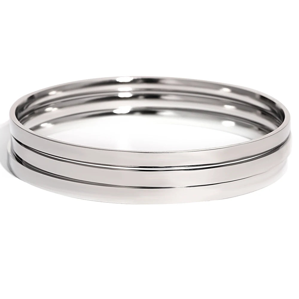 Lot de 3 bracelets jonc en acier inoxydable couleur or uni pour femmes, empilables, étanches, cadeaux de bijoux