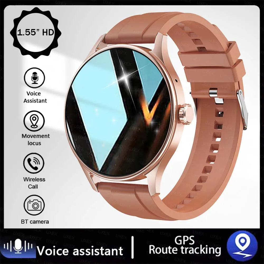 Montre Connectée de Mode Plus 1.55 HD Pour Hommes et Femmes, Contrôle par Application, Appels Bluetooth, Suivi de Santé, Photo Personnalisée, Cadeau Surprise, Montres d'Affaires