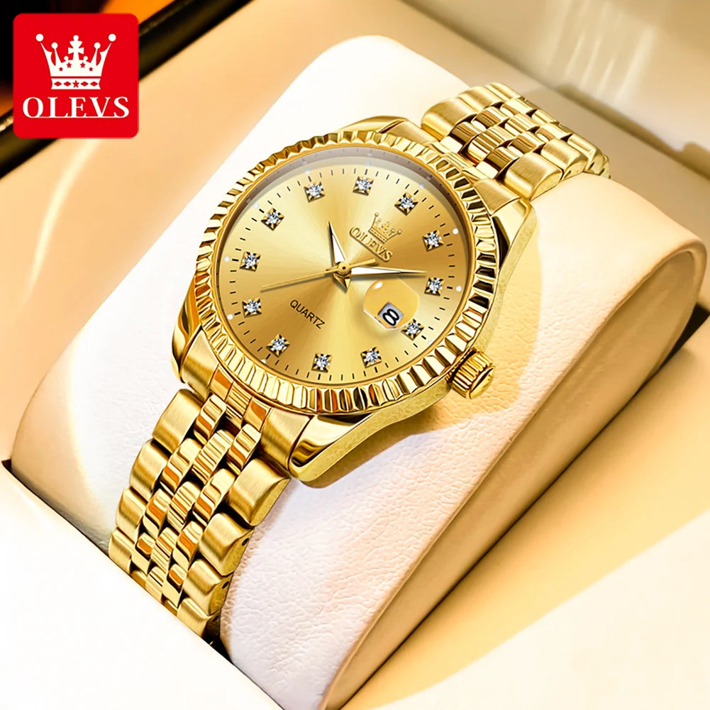 OLEVS 5526 Montre Femme Échelle Diamant Quartz Mode Montres-bracelets pour Femmes Date Étanche Lumineuse Luxe Robe Montre Pour Femmes