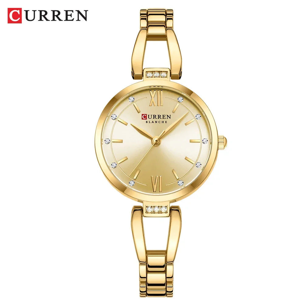 CURREN Montres Femmes Élégant Mode Original Quartz pour Dames Étanche Acier Inoxydable Simple Luxe Usage Quotidien