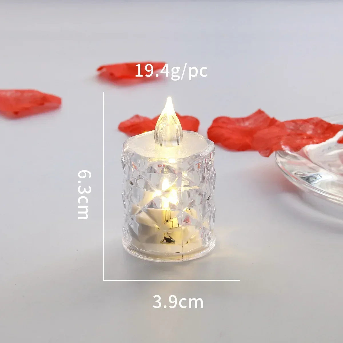Bougie LED en cristal avec piles, sans flamme, lampe de nuit électronique, pour rendez-vous, fête, vacances, maison, décoration de mariage