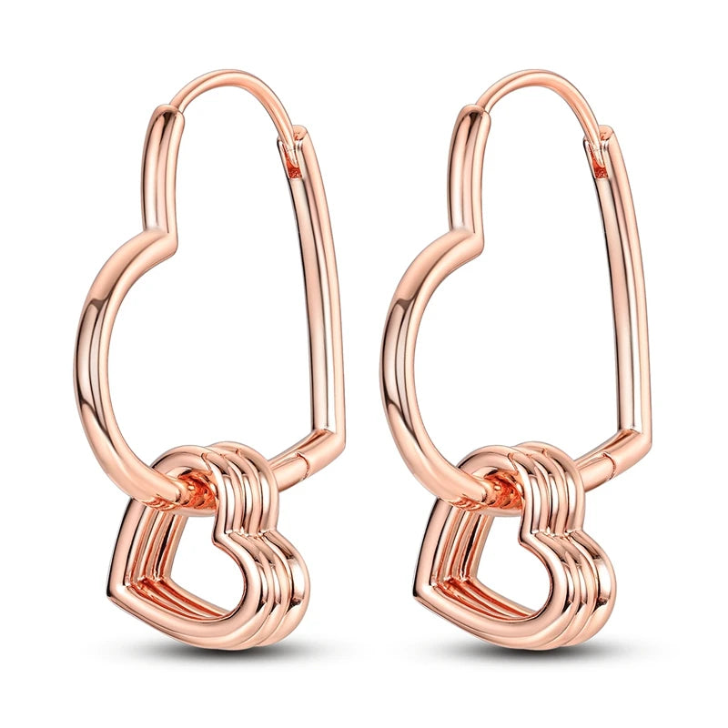 Boucle d'oreille Créole en Argent 925 pour Femme, Or Rose, Jaune, Pendientes Originales, Bijoux Minimalistes