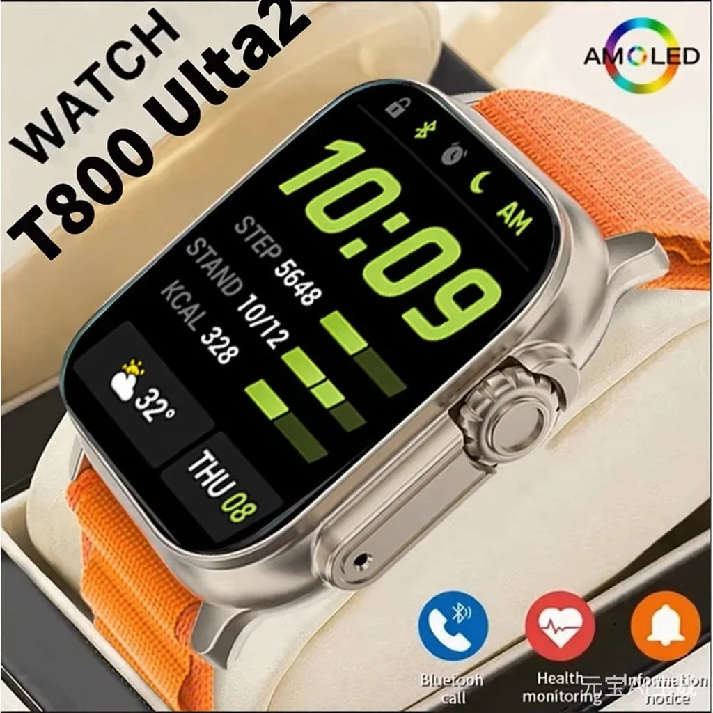 Montres intelligentes T800 Ultra2 d'origine Montre intelligente de 2,19 pouces Appel Bluetooth IWO Série 8 Montre intelligente de sport pour femmes et hommes pour iOS Android