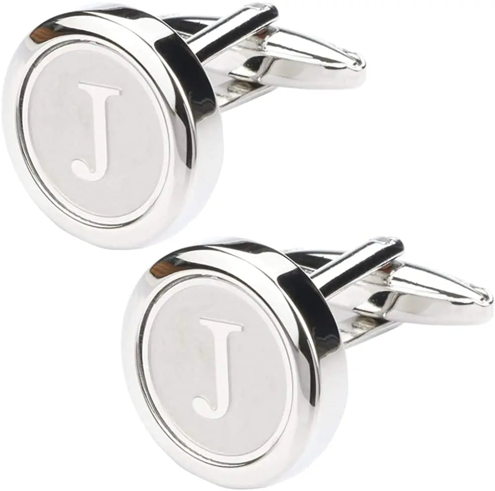 Boutons de Manchette Classiques en Acier Inoxydable pour Homme - Lettre Initiale de l'Alphabet 26 Boutons de Manchette Chemises d'Affaires Mariage Cadeau A-Z