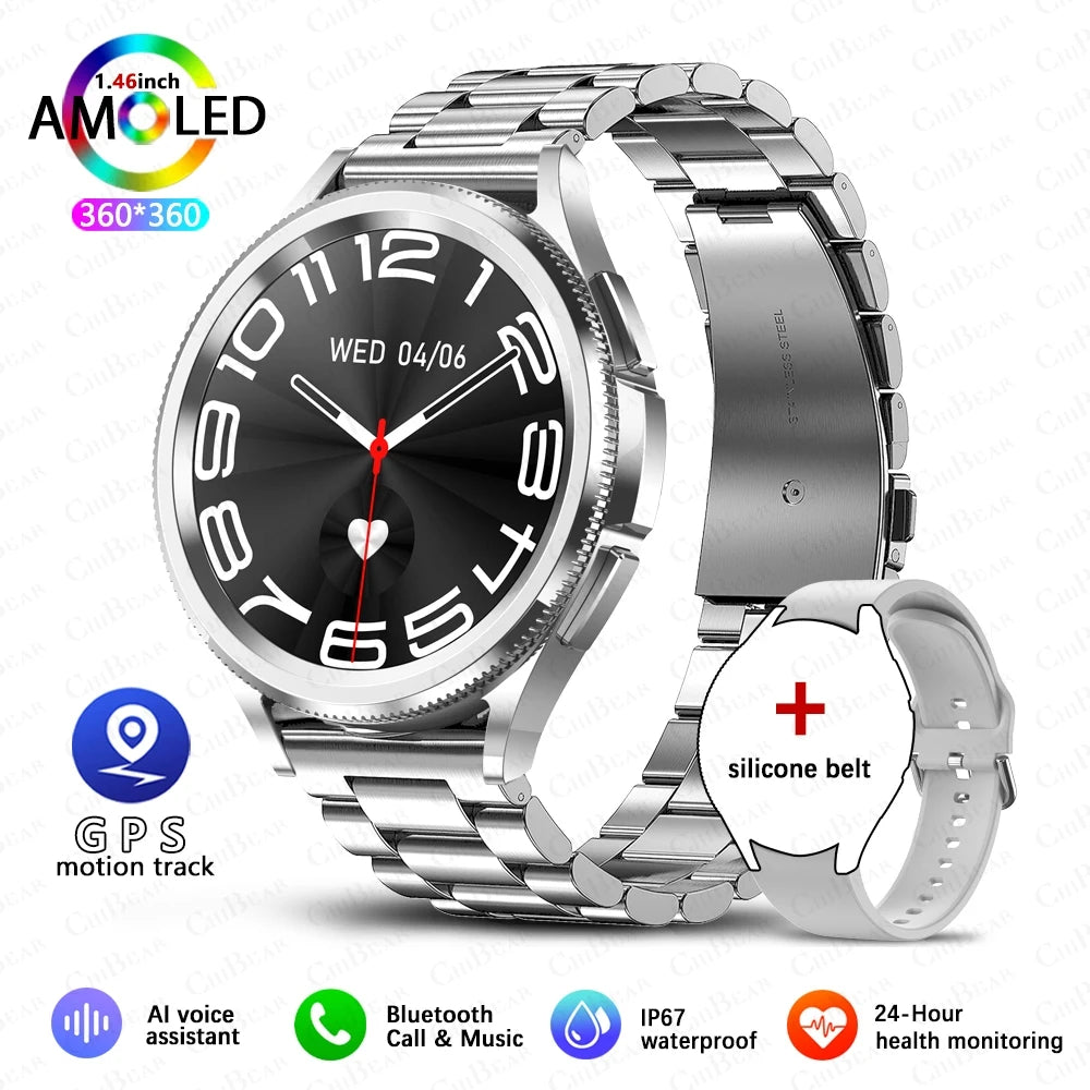 2025 Nouvelle montre connectée intelligente 6 pour hommes, sports de plein air, plus de 100 modes sportifs, montre étanche IP68, écran HD AMOLED, Smartwatch Android IOS
