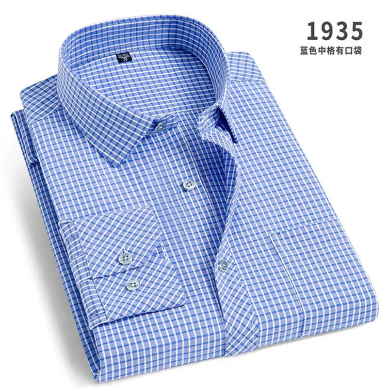 Nouveauté Printemps Chemise homme rayée à manches longues Infroissable Anti-plis Confortable Respirante Style décontracté professionnel Coupe ajustée