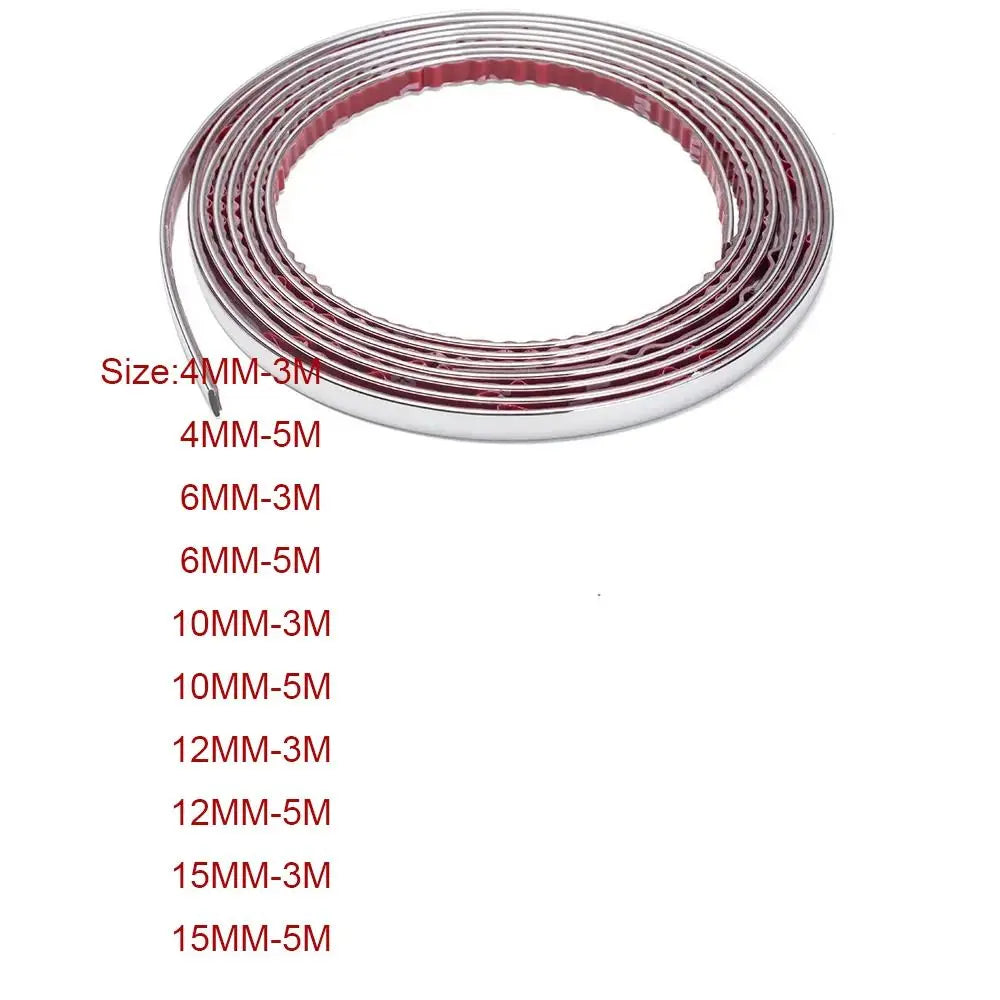 3M/5M Auto Self Adhesive Door Chrome Strip  Protector Moulding Styling Trim Car Lamp Sticker Window Trim Car Exterior Trim