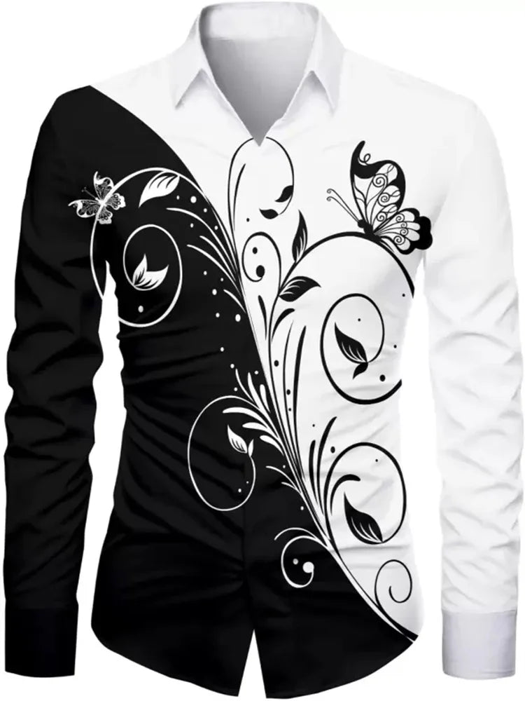 T-shirt fleuri tendance pour hommes motif HD Dégradé de couleurs Décontracté Extérieur Fête Doux et confortable Nouveau style 2024