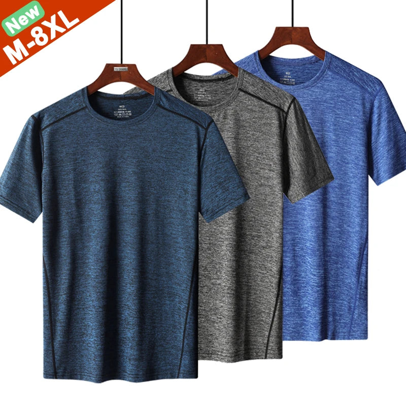 تيشرتات كبيرة الحجم 6XL 7XL 8XL للرجال، تي شيرت صيفي للذكور، قمصان أساسية كاجوال، توب رياضي، ملابس رجالية، تي شيرت بأكمام راجلان