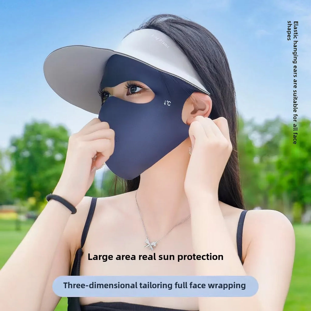 1/2/3/5Pcs Summer Full Face Mask Sun Protection Breathable Ice Silk Anti UV Riding Outdoor Breathable Ice Silk Ultra-Thin