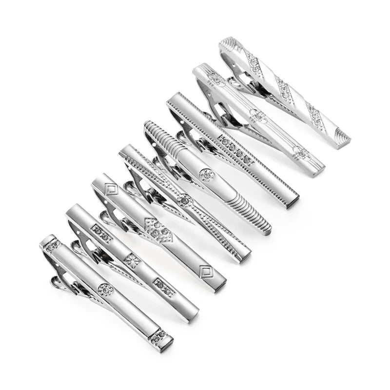 Lot de 8 pinces à cravate courtes avec boîte cadeau, accessoires pour cravates et épingles, boutons de manchette pour chemises d'homme, cadeau pour mari, gadgets